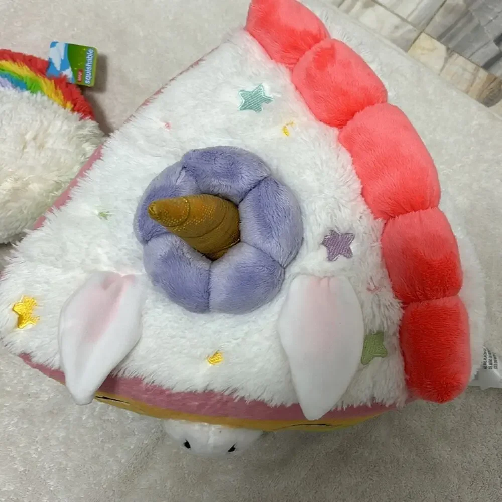 Squishable set of rainbow unicorn cake slice and rainbow matching set pink euc